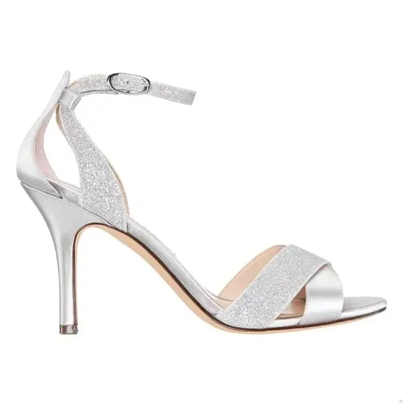 NINA New York VENUS-YS Women's Crisscross Heel Dress Sandals Silver Crystal - Picture 2 of 7